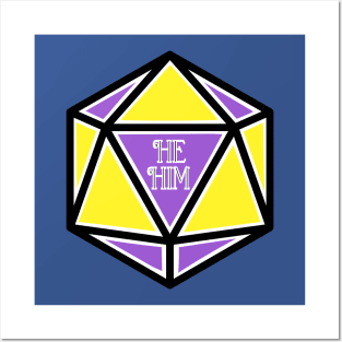 Nonbinary Pronoun Pride D20 He/Him Posters and Art